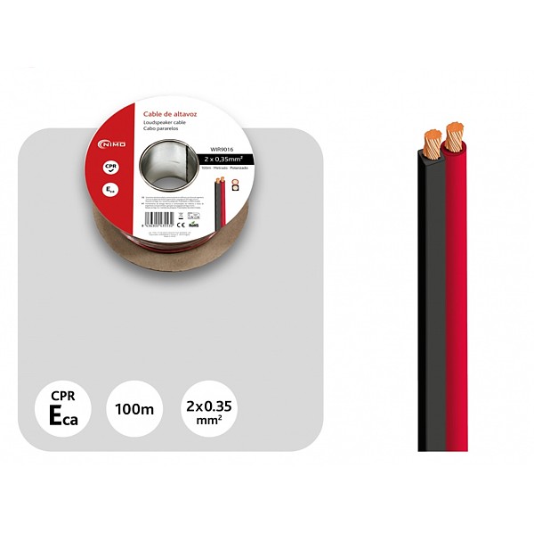 Cable de altavoz Rojo-Negro 2x0,35mm2 CCA (100mts)