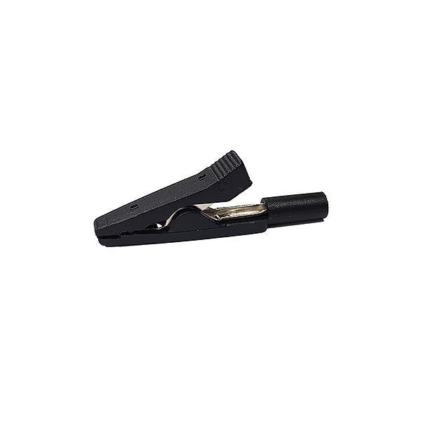 Pinza Cocodrilo Aislada C/Toma 2mm Negra