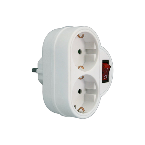 Adaptador Doble Schuko Con Interruptor 16A / 250V