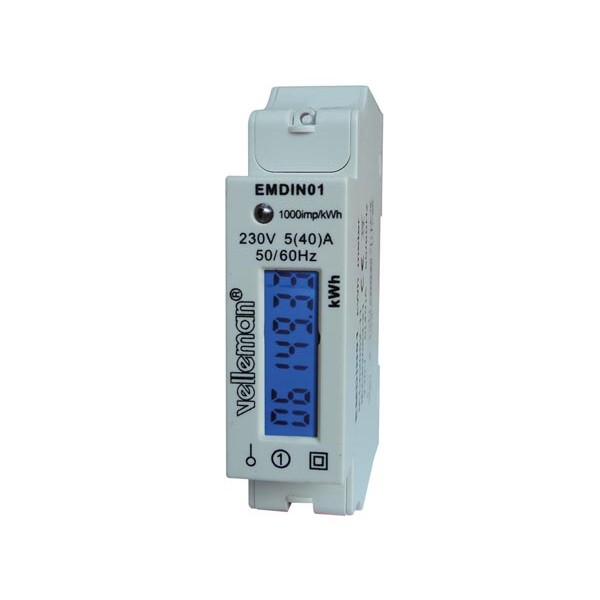EMDIN01 MEDIDOR kWh MONOFÁSICO PARA MONTAJE EN CARRIL DIN - 1 MÓDULO