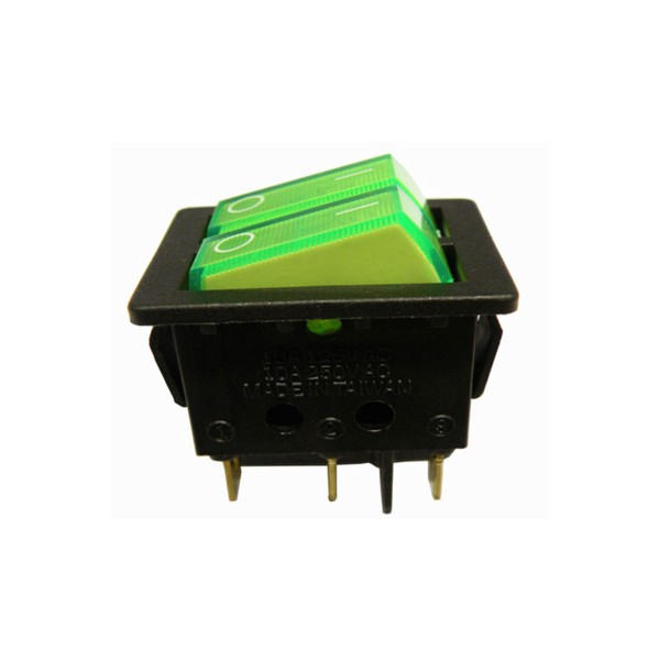 Interruptor Doble Luminoso 250V 10A Verde