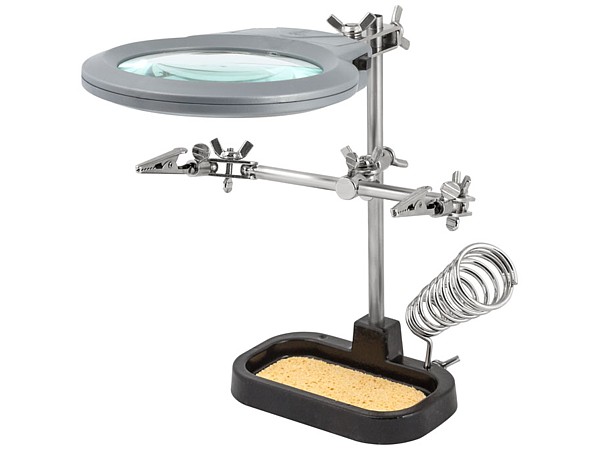 Soporte de soldador con lupa y pinzas 7545