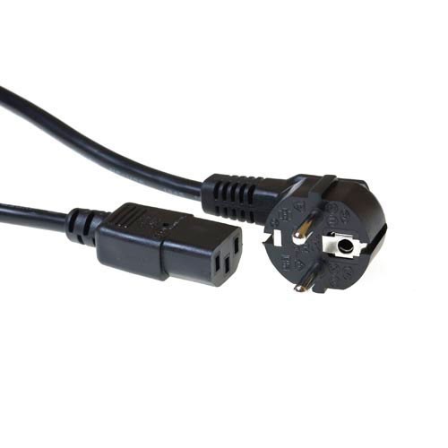 Cable Shucko acodado-C13 recto 5mts Negro
