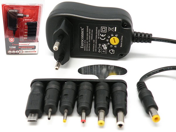 Alimentador Regulable 3 a 12Vdc 12W EG0115 6 clavijas