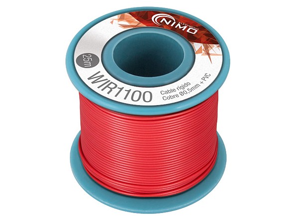 Carrete hilo rigido 0,20mm2 25mts rojo