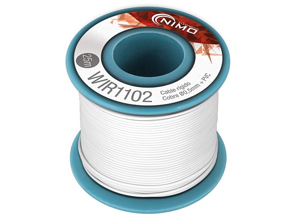 Carrete hilo rigido 0,20mm2 25mts blanco