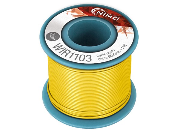 Carrete hilo rigido 0,20mm2 25mts amarillo