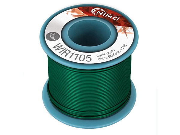 Carrete hilo rigido 0,20mm2 25mts verde