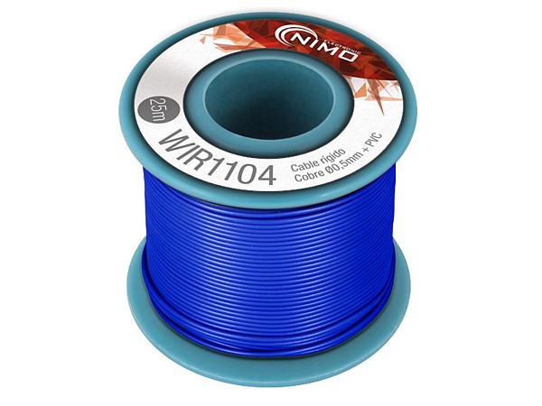 Carrete hilo rigido 0,20mm2 25mts azul