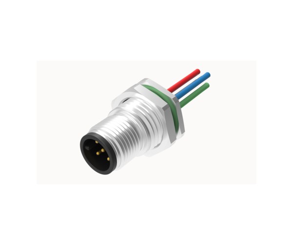 Base Panel trasera M12 4 Contactos Macho C/cable 0,5mts