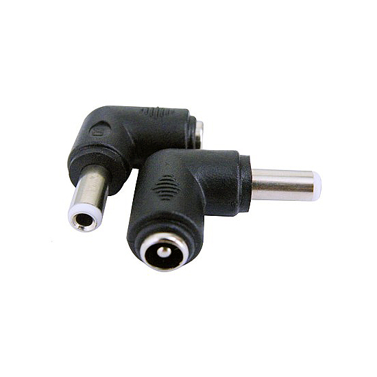 Adaptador 5,5x2,5mm Macho a 5,5x2,1mm Hembra acodado