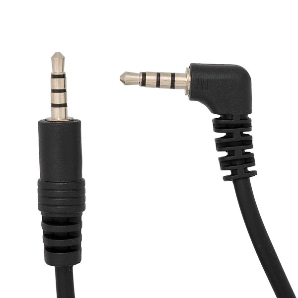 Cable Jack3,5mm 4 contactos Macho/Macho acodado 1,5mts
