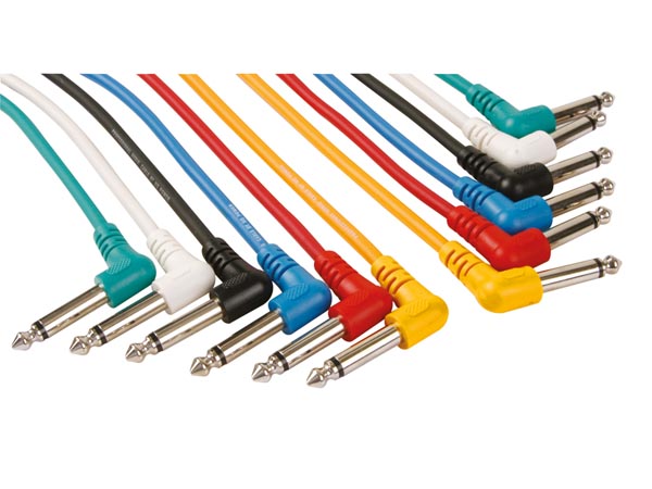 PAC126 CABLE PATCH PROFESIONAL 6.35mm MONO 90° 1m (6 COLORES)