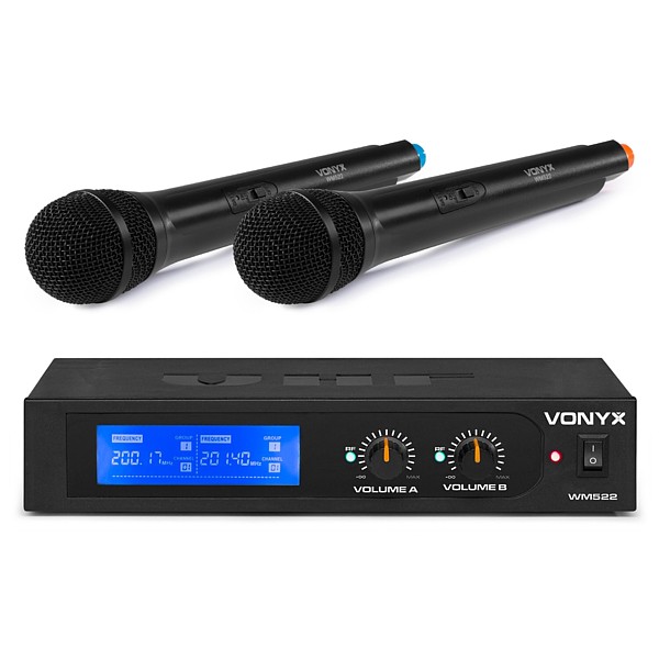 WM522 MICROFONO INALAMBRICO VHF 2 CANALES CON 2 MICROS DE MANO