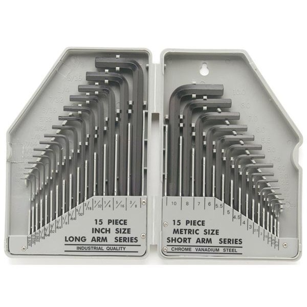 JUEGO LLAVES ALLEN 30pcs Metrico y Pulgada acero SAE6150 8PK-027