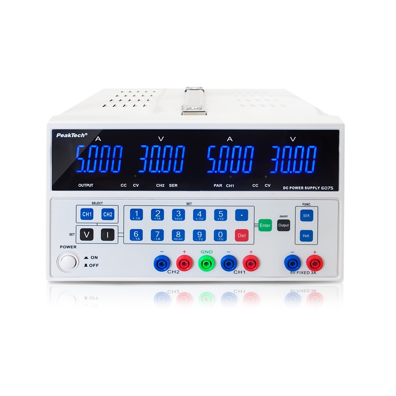 PeakTech® P6075 Fuente Alimentación Laboratorio DC 0-30/0-5A