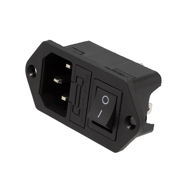 Conector Macho Chasis IEC320 Fus+Interruptor Tornillos