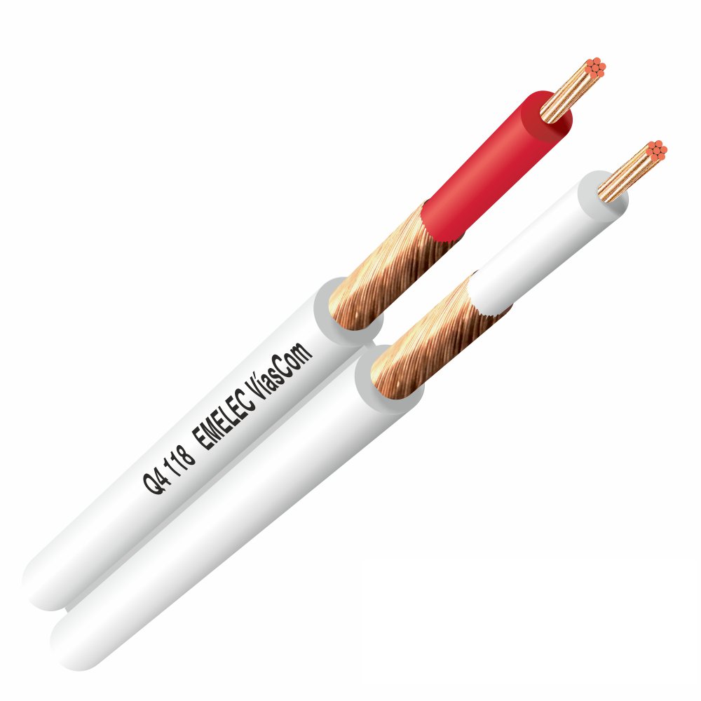Q4-118B Cable de audio paralelo 2x0,14mm2 Blanco (100mts)
