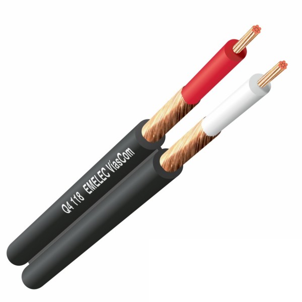 Q4-118 Cable de audio paralelo 2x0,14mm2 Negro (100mts)
