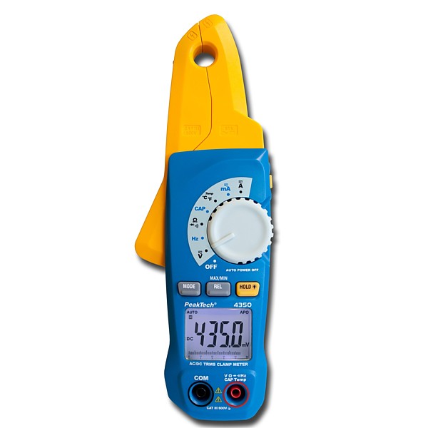 PeakTech® 4350 Pinza Amperimétrica / Fugas resolución de 1 mA ~ 4000 counts ~ 80A AC/DC ~ Multímetro integrado con True RMS
