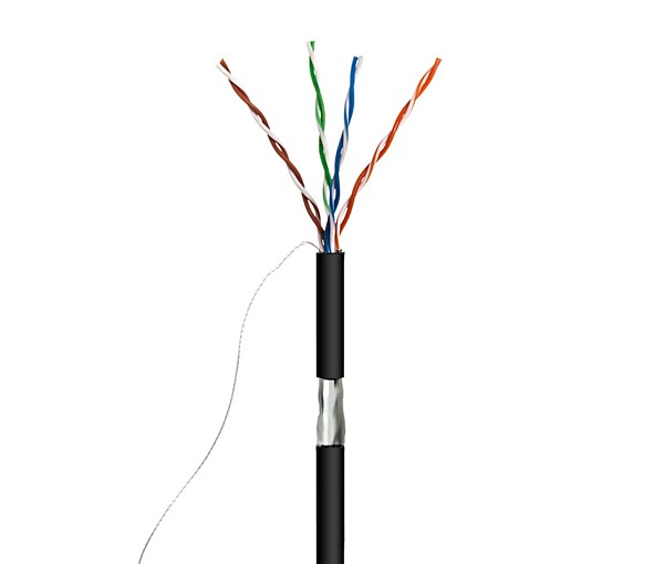 Cable FTP Cat5e CCA rigido 305mts exterior color Negro