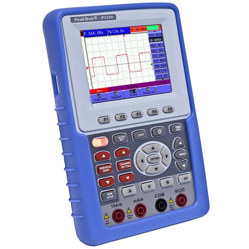 PeakTech® 1220 20 MHz / 1 CH ~ 100 MS/s ~ Osciloscopio de Mano con Multímetro Digital