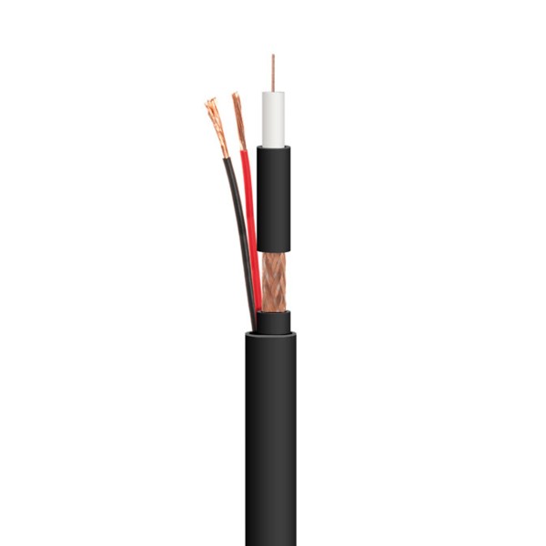 Cable coaxial RG59 + Alimentacion Negro (100mts)