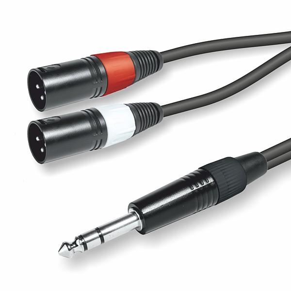 Cable de Sonido Profesional JACK6,3St - 2 XLR3 M 1,5mt