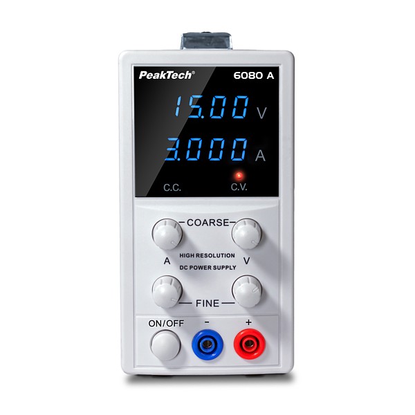 PeakTech® P6080A Fuente Alimentación Laboratorio DC 0-15V/0-3A