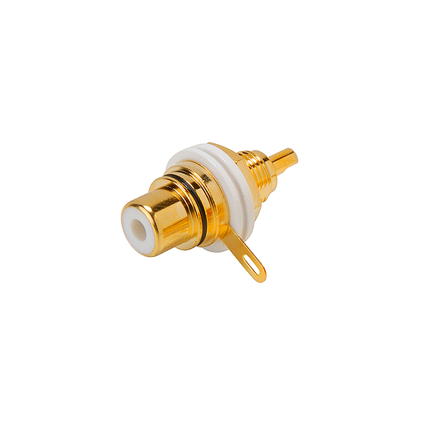 Conector RCA Hembra Chasis Negra Dorada