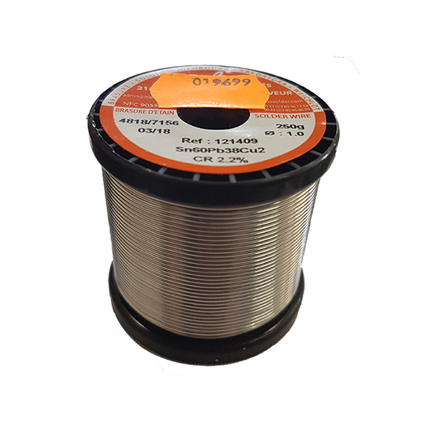 Hilo de estaño 1mm 250gr Sn60Pb38Cu2 c/flux CR2