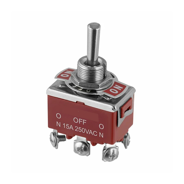 Conmutador 2C 3P (On)-Off-(On) M12Ø 15A/250V retorno 0 conex.tornillos