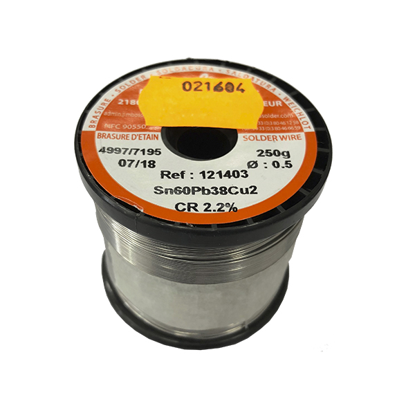 Hilo de estaño 0,5mm 250gr Sn60Pb38Cu2 c/flux CR2