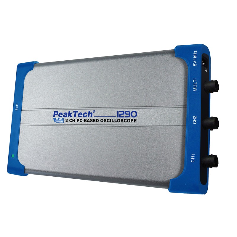 PeakTech® 1290 Osciloscopio USB 25 MHz - 100 MSa/s - 2 Ch - Aislado