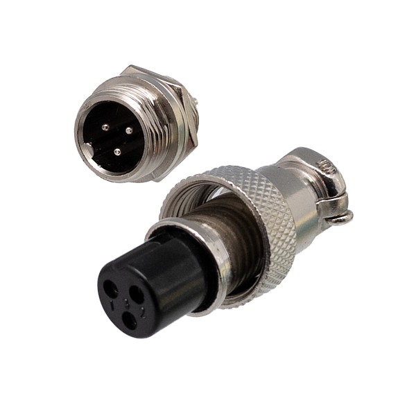 Juego conectores GX12 3C Macho chasis + Hembra