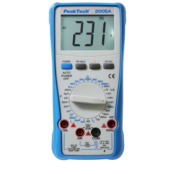 PeakTech® 2005A Multímetro digital - LCR ~ 2.000 Counts ~ 10 A AC/DC ~ CAT III