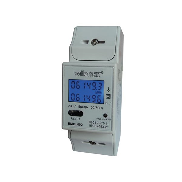 EMDIN02 MEDIDOR kWh MONOFÁSICO PARA MONTAJE EN CARRIL DIN - 2 MÓDULOS