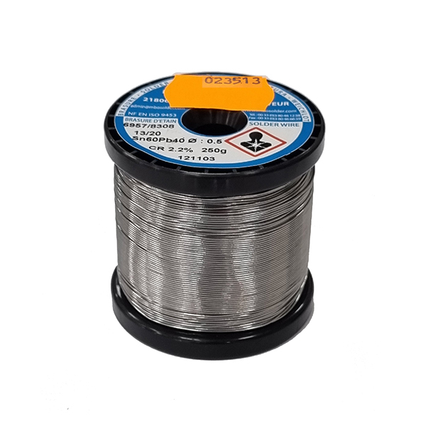Hilo de estaño 0,5mm 250gr Sn60Pb40 c/flux CR2