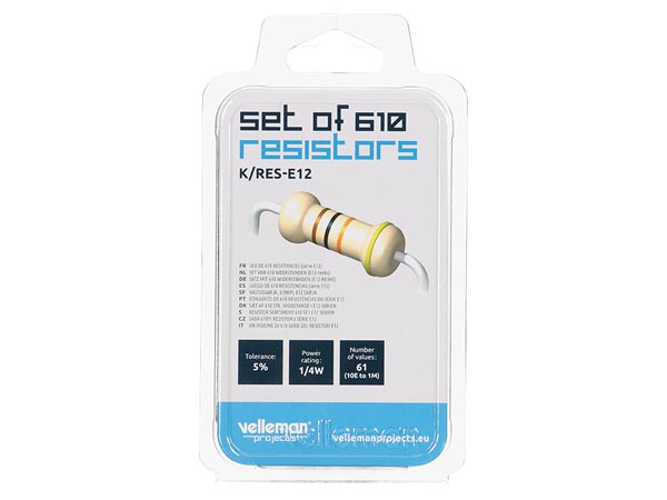 JUEGO SURTIDO DE RESISTENCIAS 1/4W 5% 61VALORES K/RESE12