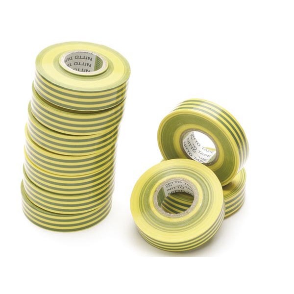 Cinta aislante PVC 19mm x 20mts Verde/Amarillo