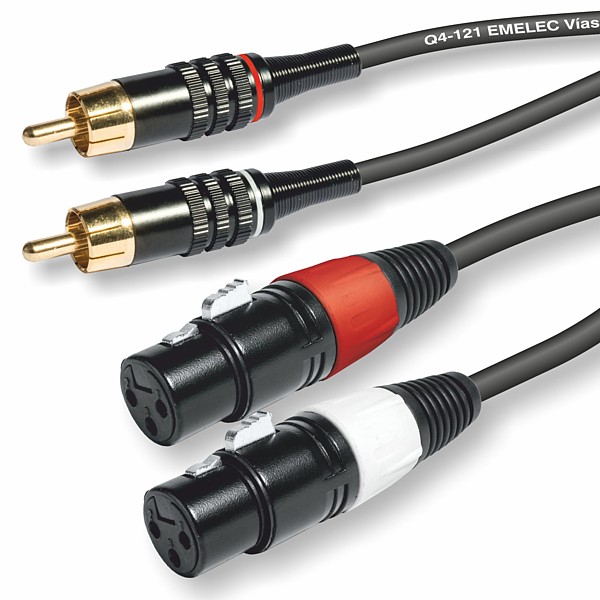 Cable de Sonido Profesional 2 XLR3 H - 2 RCA M 1mt