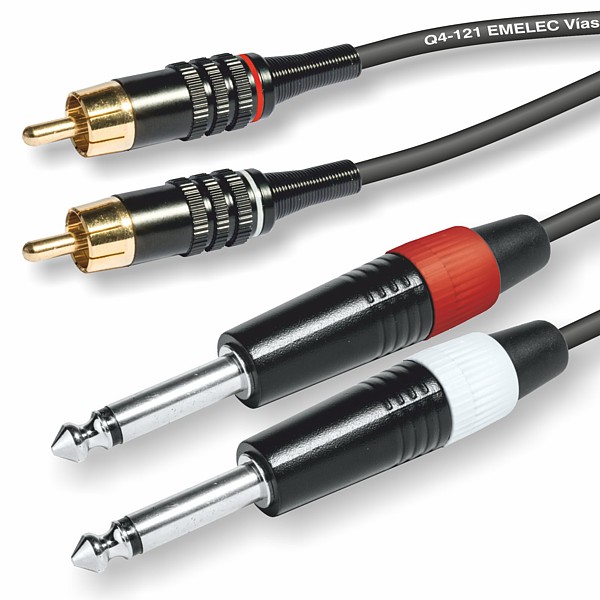 Cable de Sonido Profesional 2 JACK6,3Mo M - 2 RCA M 1mt