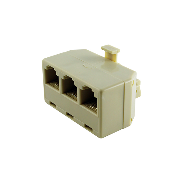 ADAPTADOR TELEFONICO RJ12 MACHO A 3 HEMBRAS 6P/6C