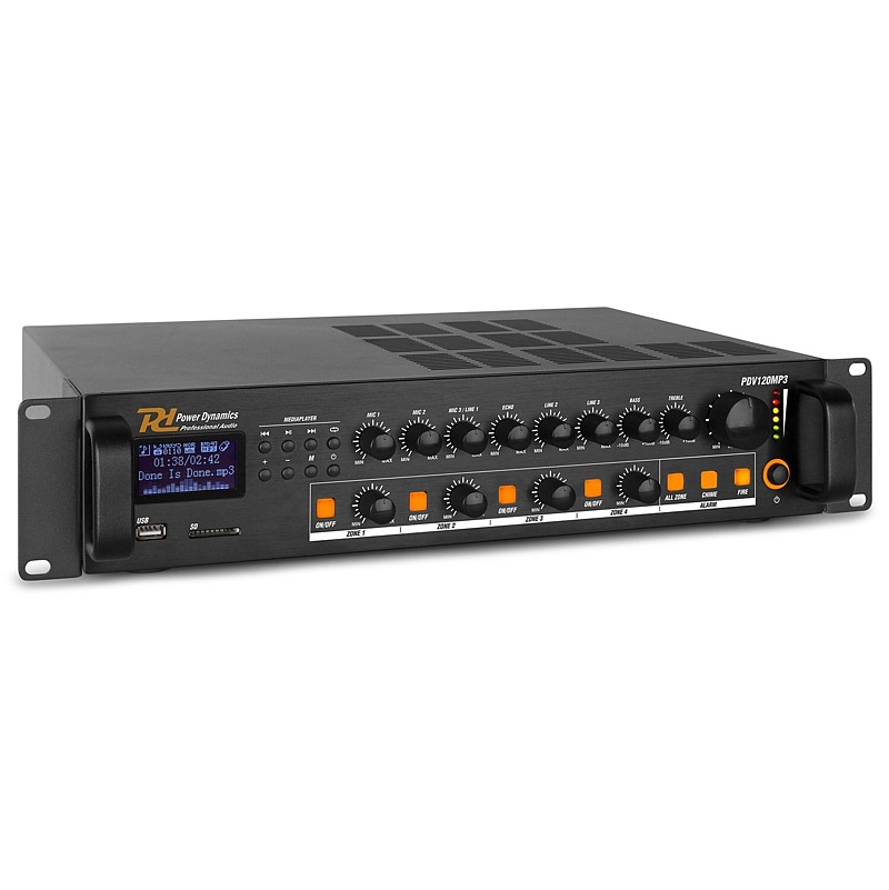 PDV120MP3 AMPLIFICADOR PA 120W/100V 4 ZONAS