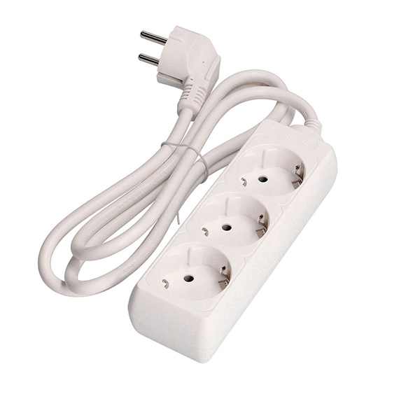 BASE 3 TOMAS CABLE 1,5M BLANCA