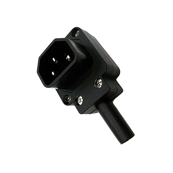 Conector IEC320 C14 Macho Acodado Frontal