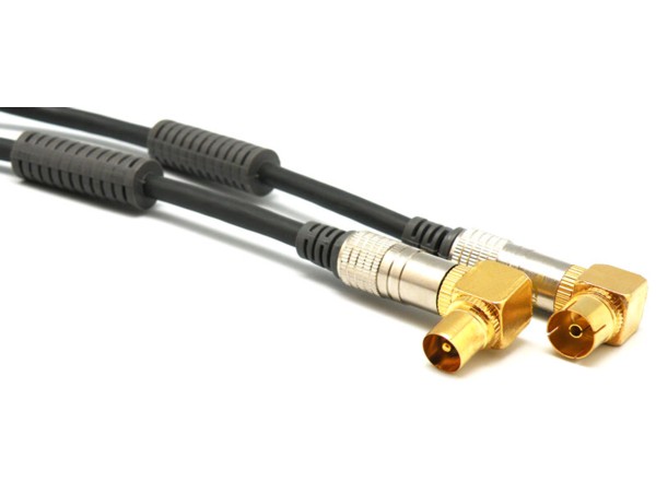 Cable de Antena TV Macho-Hembra 100Mhz acodados 1,5mt