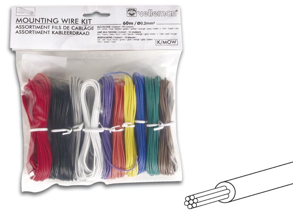 JUEGO DE CABLES 10 COLORES 0,20mm MULTIFILAR (60mts)