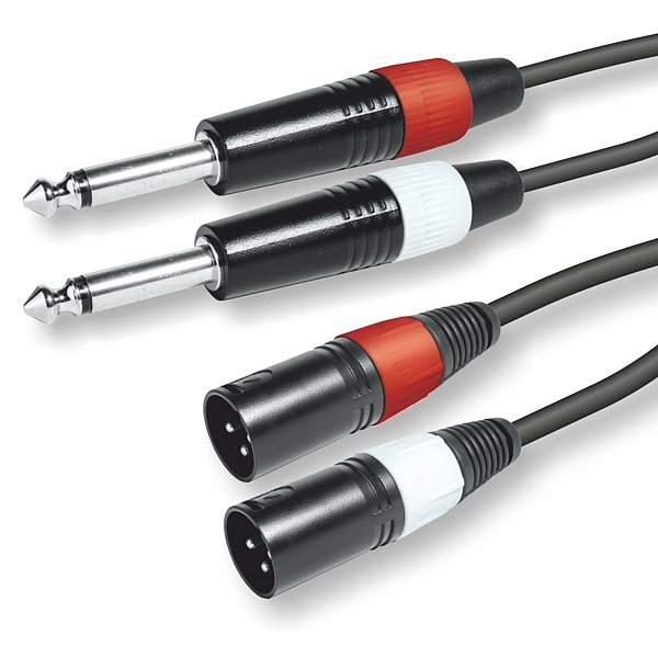 Cable de Sonido Profesional 2 JACK6,3Mo M - 2 XLR3 M 1mt