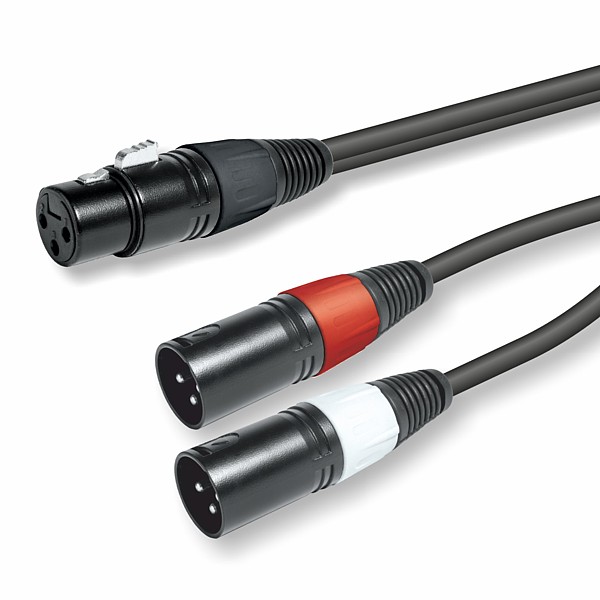 Cable de Sonido Profesional Conversor XLR3 H/ST - 2 XLR3 M/Mo 0,20mt